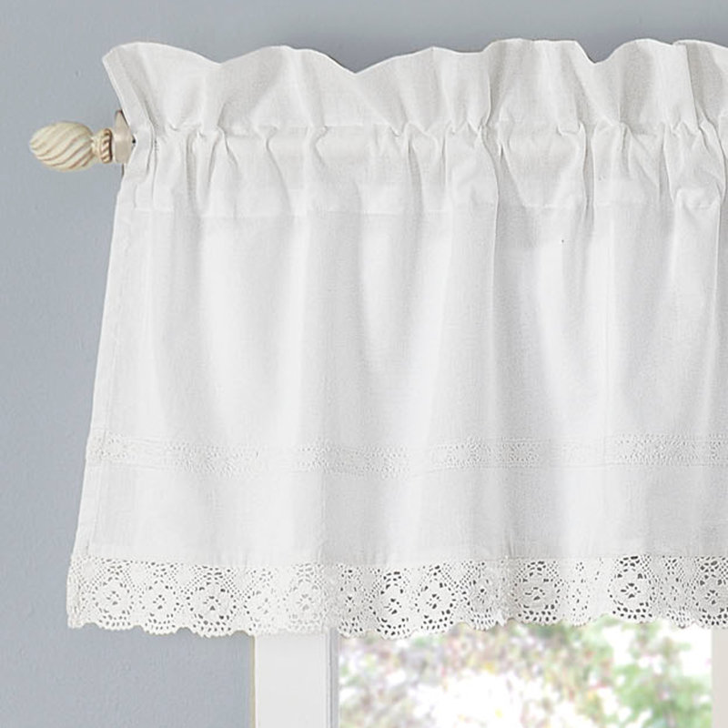 Laura Ashley Annabella White Solid Crocheted 100% Cotton Pole Top